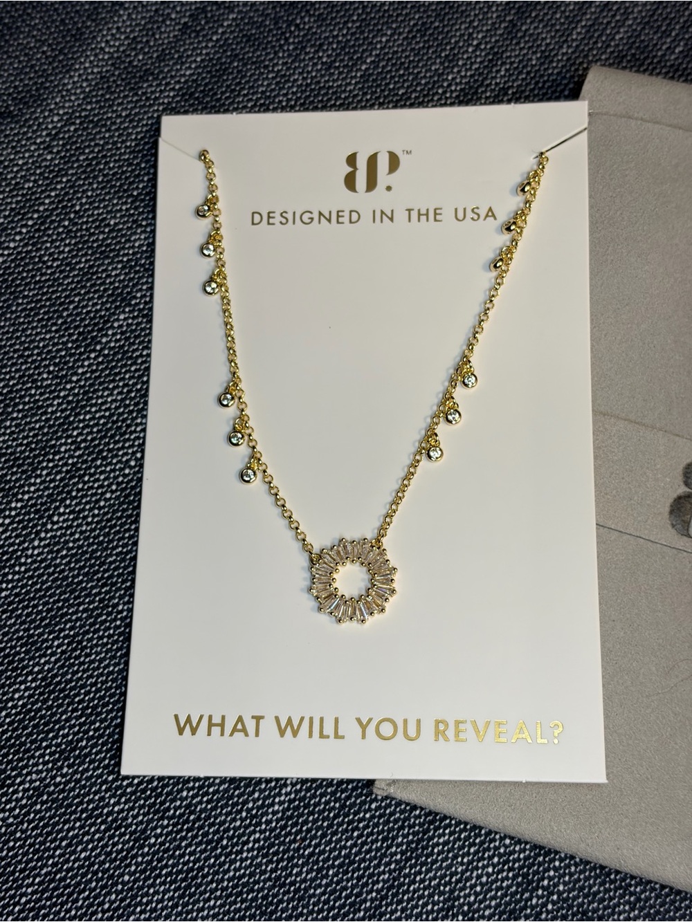 bp Lumina Collection - Gold Sunburst Crystal Accent Necklace - Picture 2 of 2